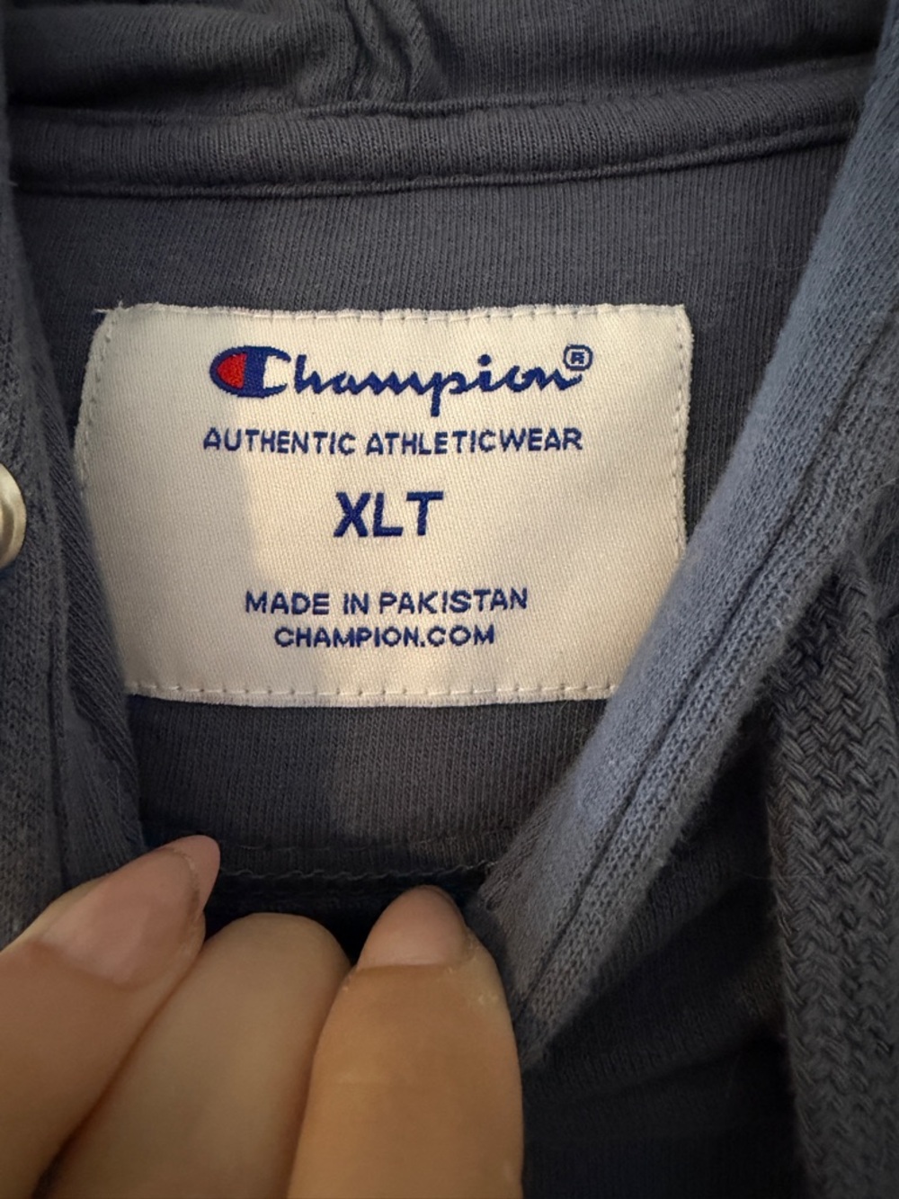 Champion Gray Pullover Hoodie with Small Red & Blue Logo - Picture 2 of 2